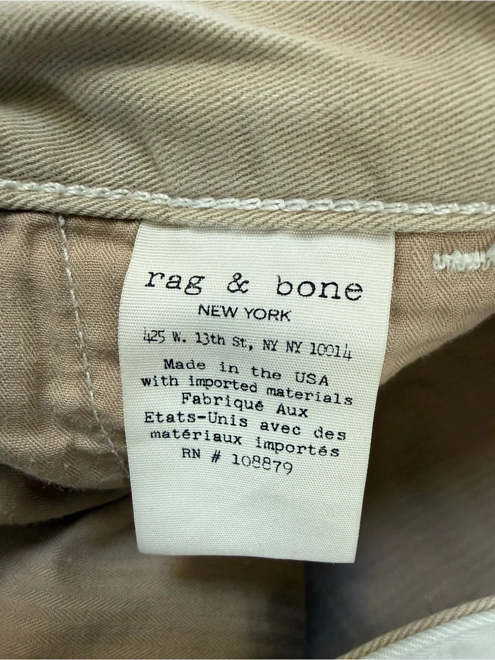 rag & bone Standard Issue Men’s Chinos in Stone - Size 36